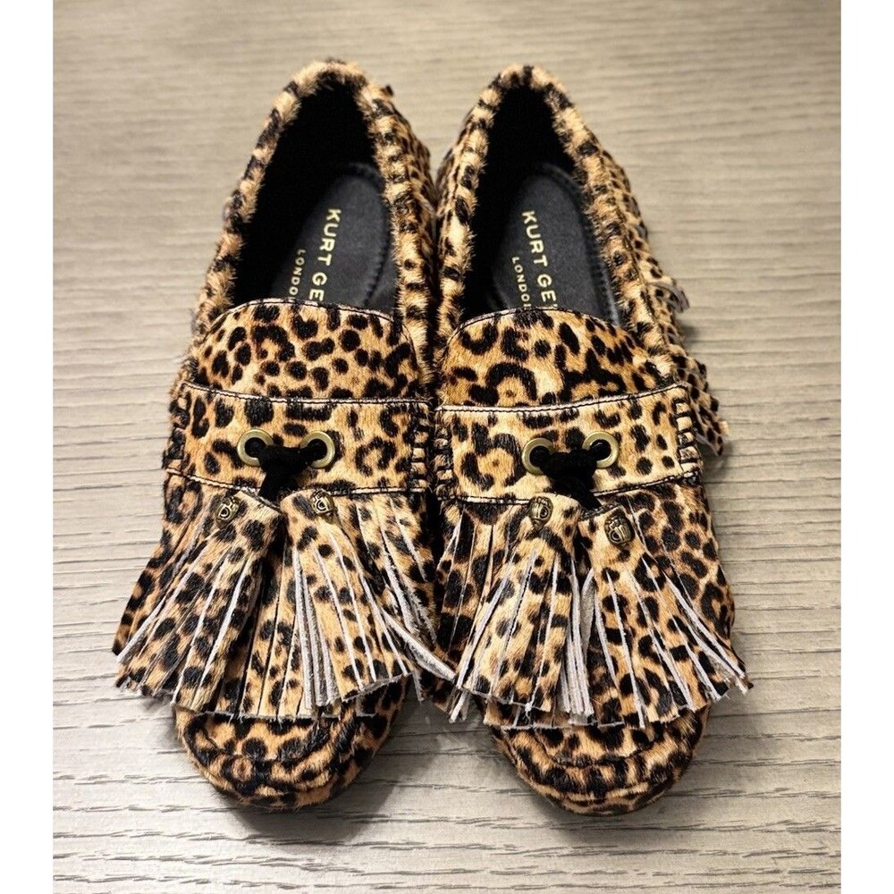 KURT GEIGER LONDON WOMEN’S TASSEL MOCCASIN LOAFER LEOPARD. SIZES : 7 US
